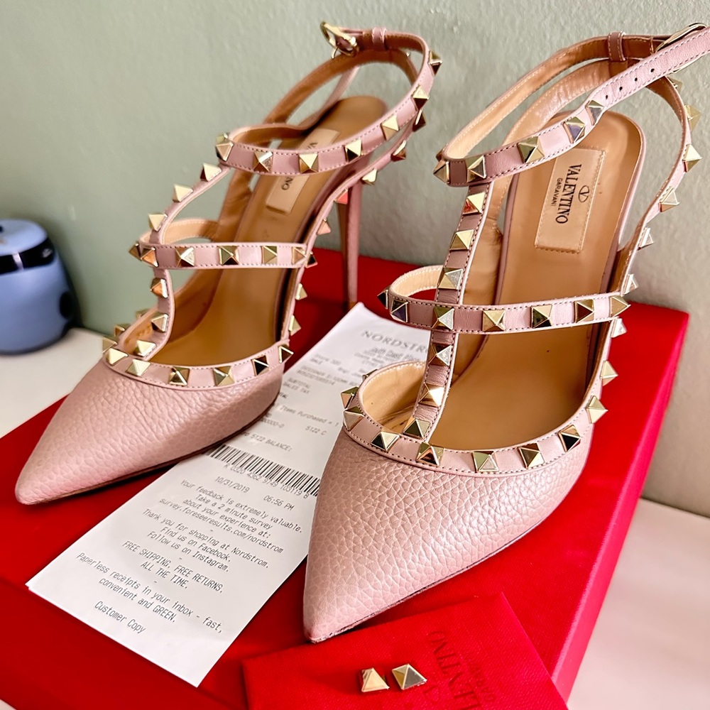 Valentino nude stud heels